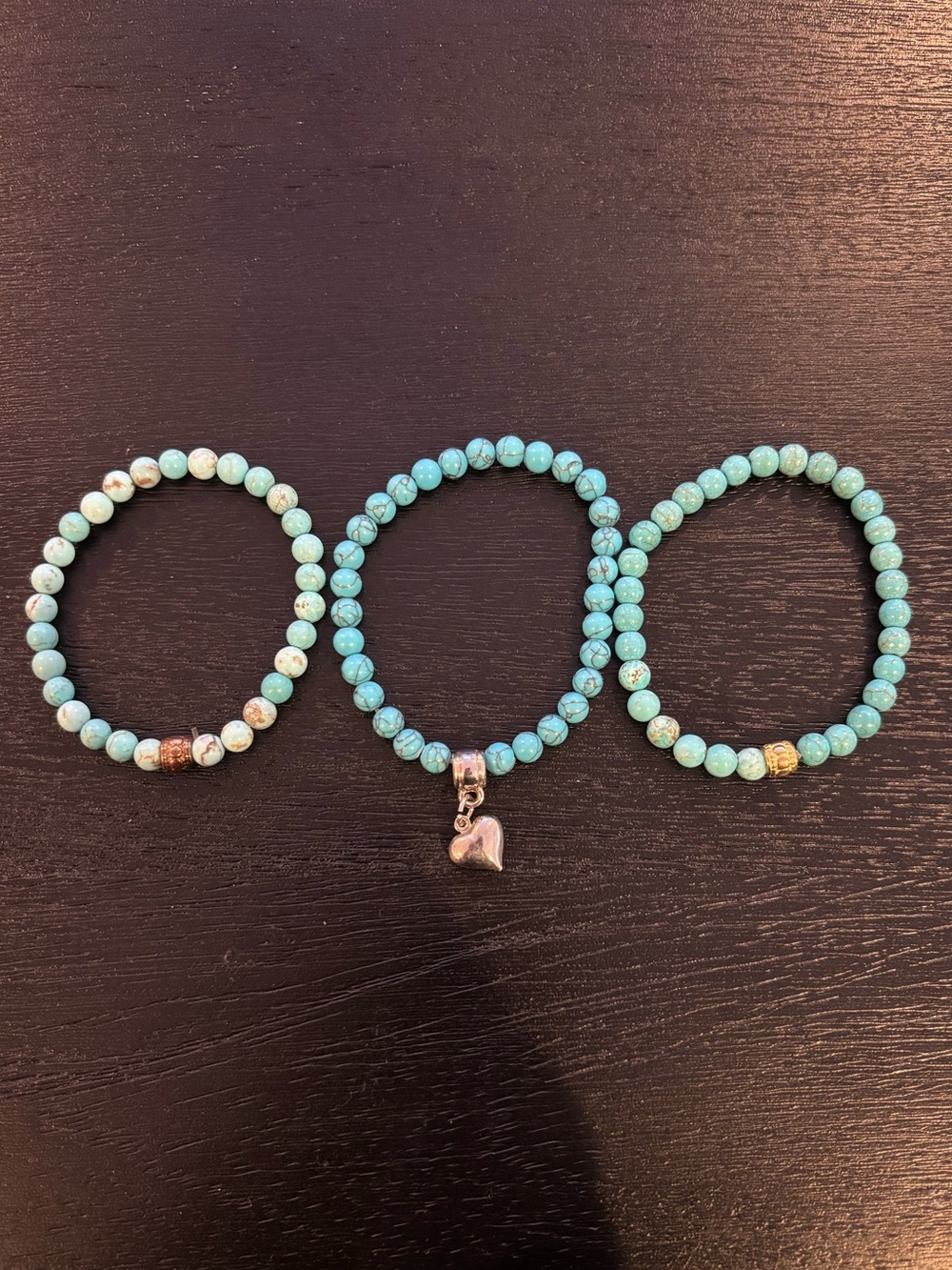 3 Turquoise Beaded Stretch Bracelets